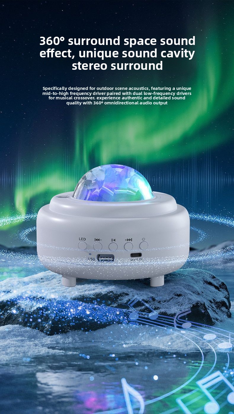 Star Projector Night - Aurora Star Projector Bluetooth Speaker Sleep