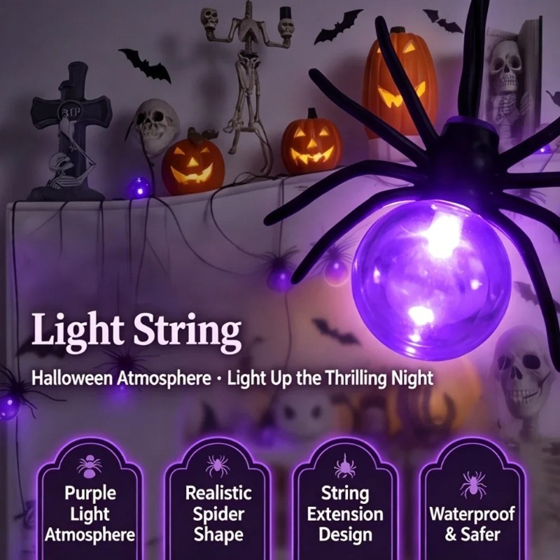 Garden Lighting Decor - Battery Powered Spider LED String Lights,
