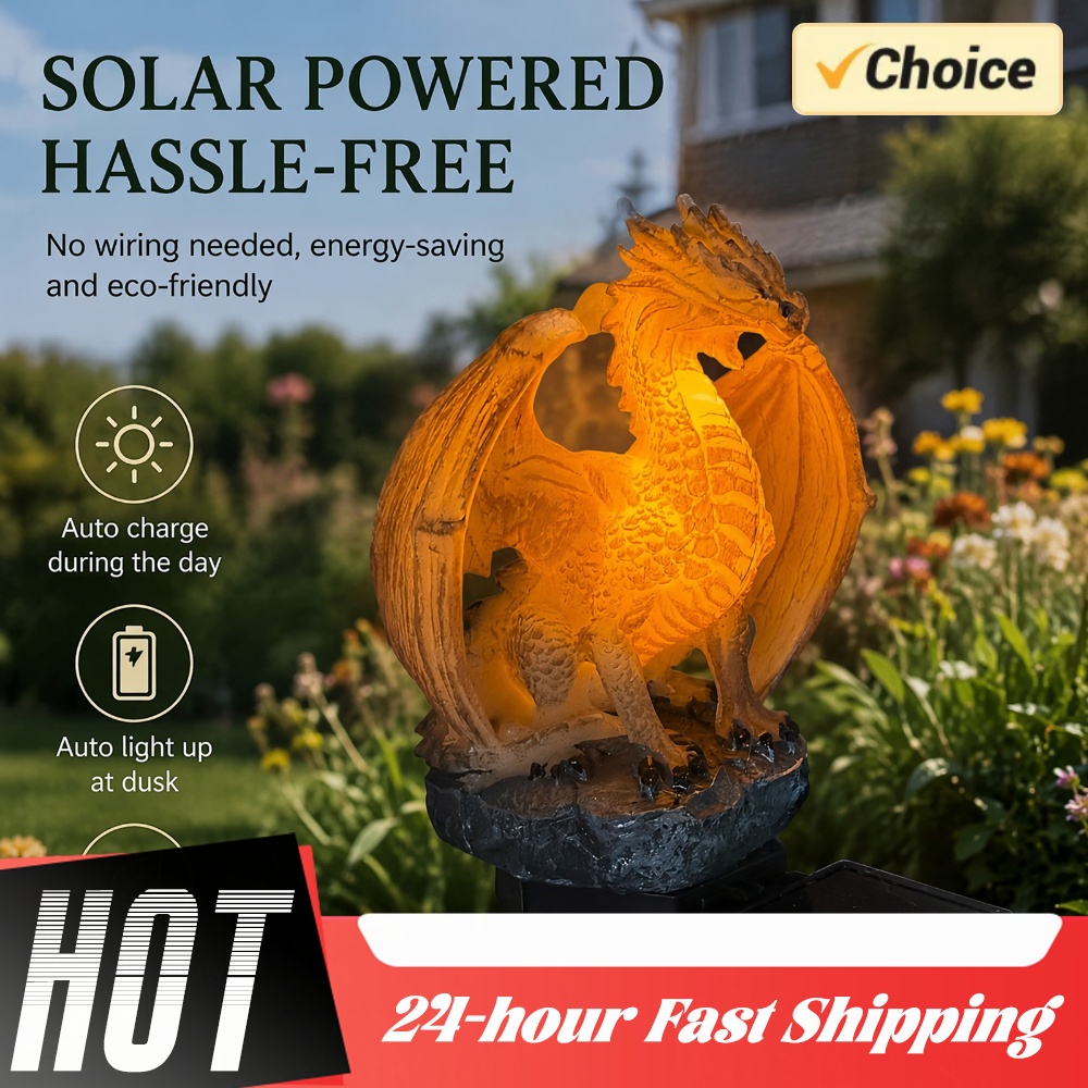 Yard Lighting Decor - Dragon Solar Garden Light Energy-Efficient Resin