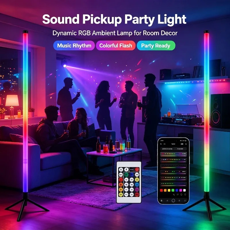 Lighting Decoration For Home - 2PCS 120CM RGB Floor Lamp, Sound