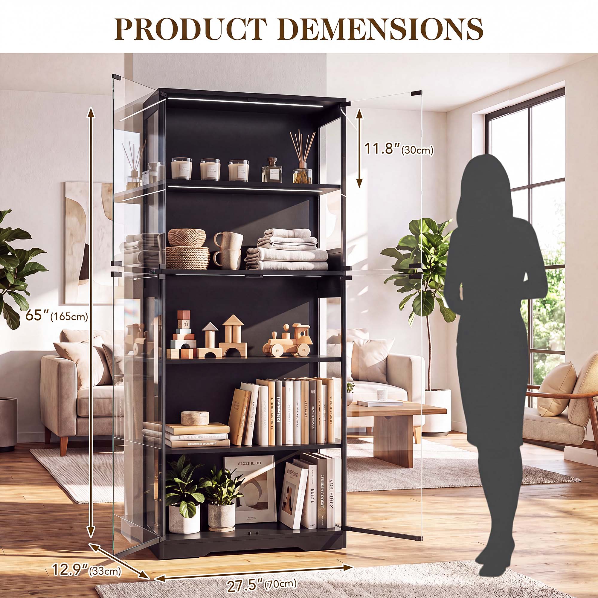 TCGBKAF 5‑Tier Display Cabinet - Lighting & Home Decor Studio recension och pris