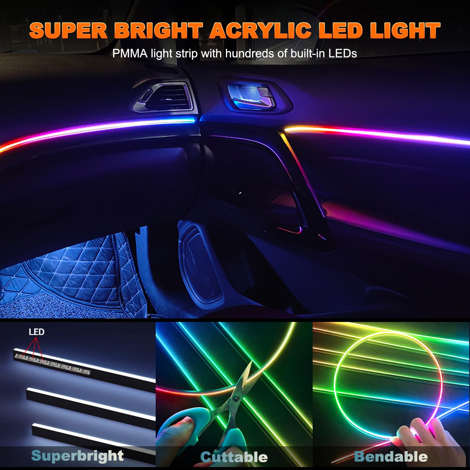 2IN1 Dynamic Neon Car Ambient  - Lighting Bolt Decor recension och pris