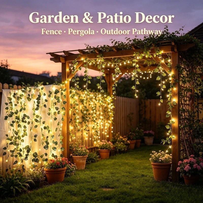 2M Artificial Leaf LED String  - Garden Lighting Decor recension och pris
