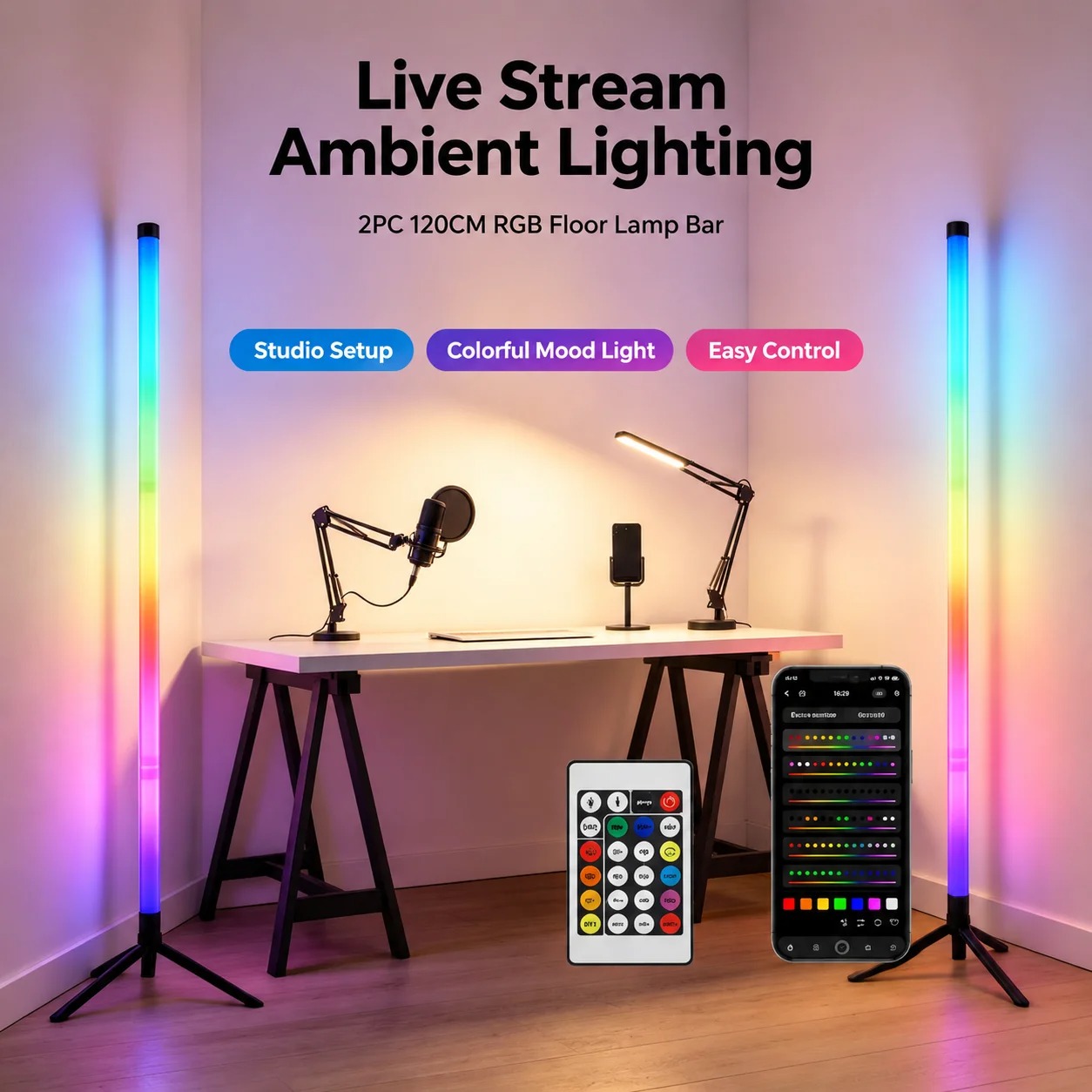 2 Pack RGB LED Corner Floor La - Ambient Lighting Decor For Room recension och pris