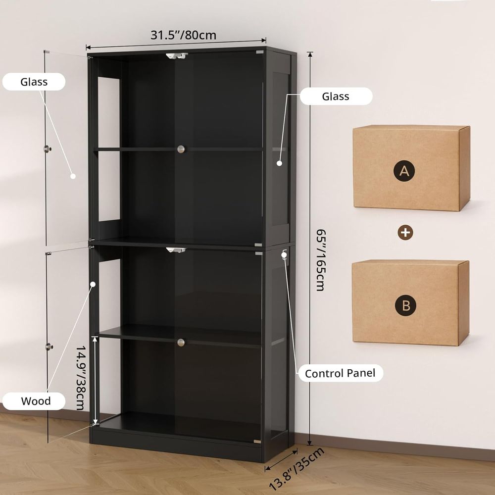 65 Glass Door Display Cabinet, - Lighting & Home Decor Studio recension och pris