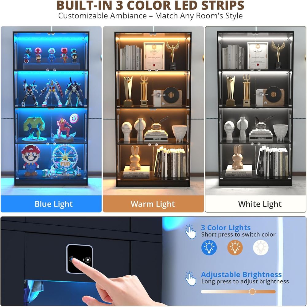 65 Glass Door Display Cabinet, - Lighting & Home Decor Studio recension och pris