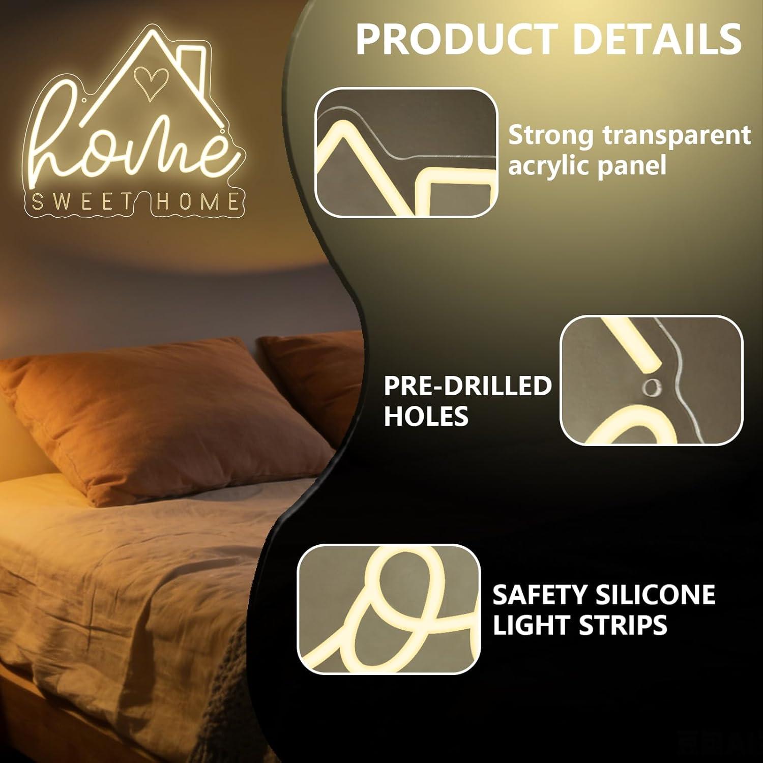 Sweet Home Neon Sign USB Dimma - Lighting Decor For Home recension och pris