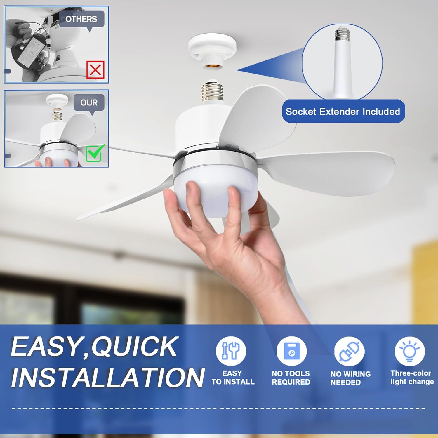 Socket Fan Light with Remote,  - Led Lighting Decor recension och pris