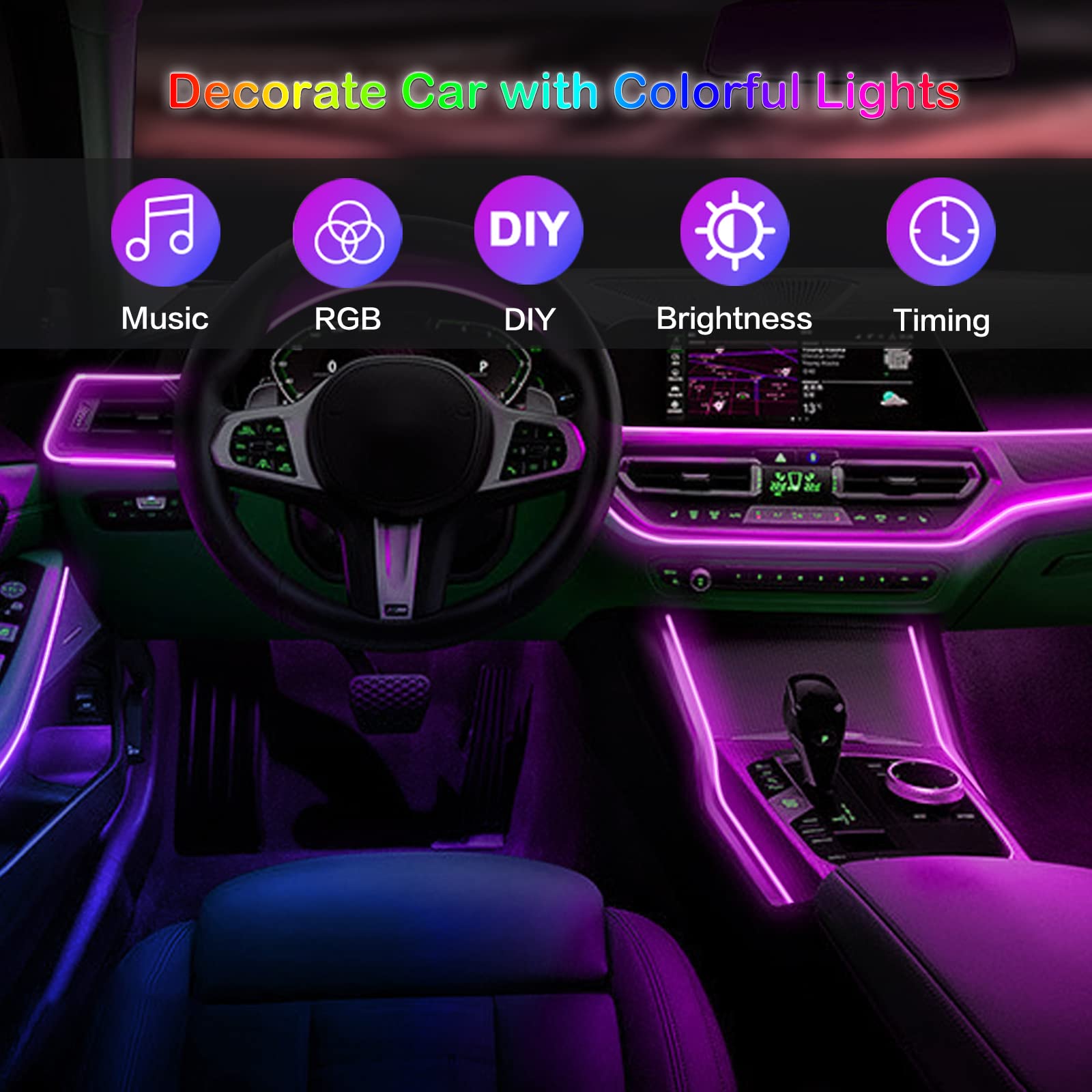 LED Car Interior Ambient Strip - Lighting Bolt Decor recension och pris
