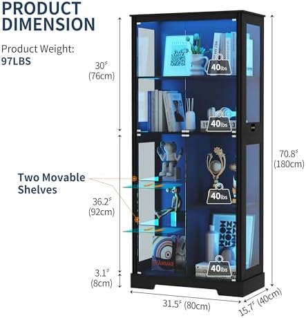 71'' Display Cabinet with 5-Ti - Lighting & Home Decor Studio recension och pris