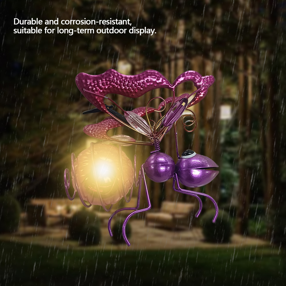 Solar Iron Insect Statue With  - Lighting Bug Decor recension och pris