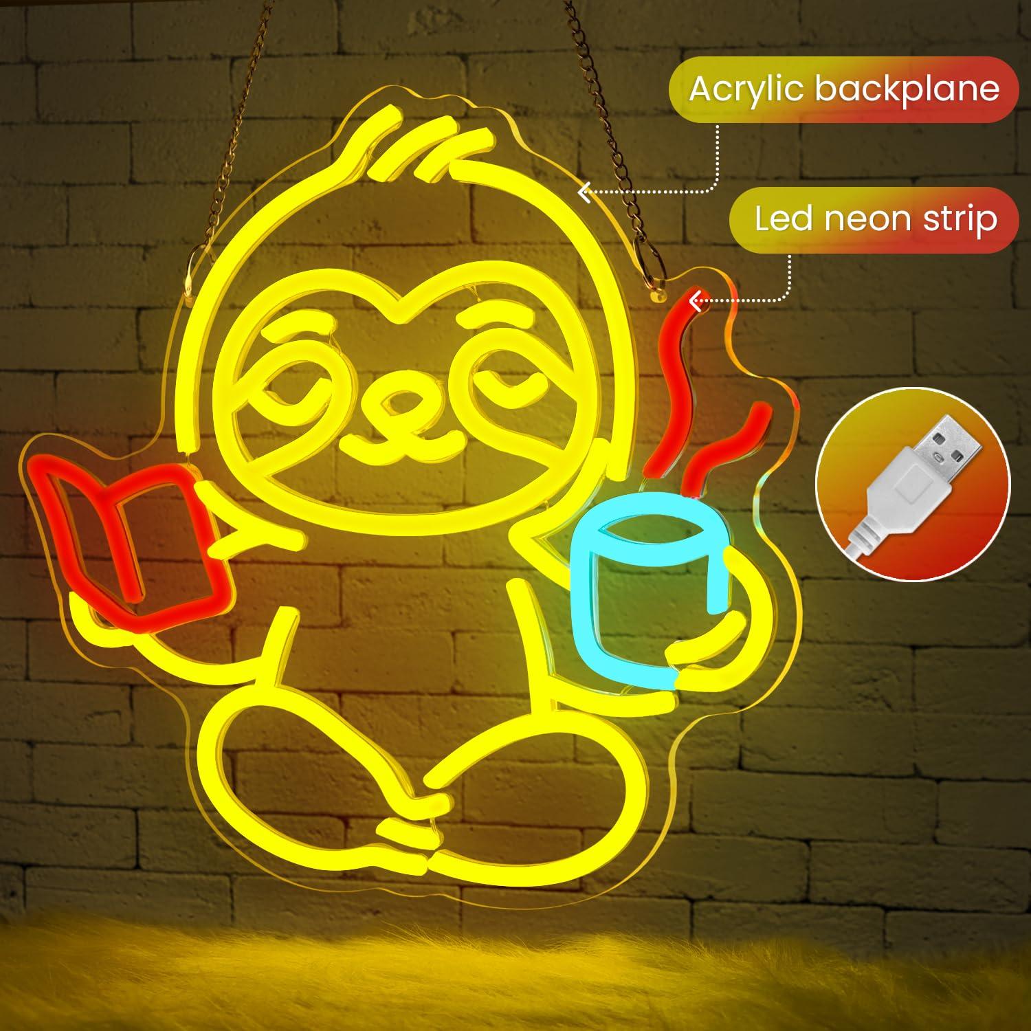 Sloth Neon Sign USB Dimmable L - Office Lighting Decor recension och pris