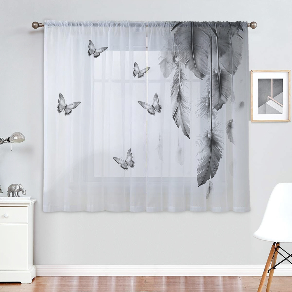 2PCS Digital Print Sheer Curta - Office Lighting Decor recension och pris
