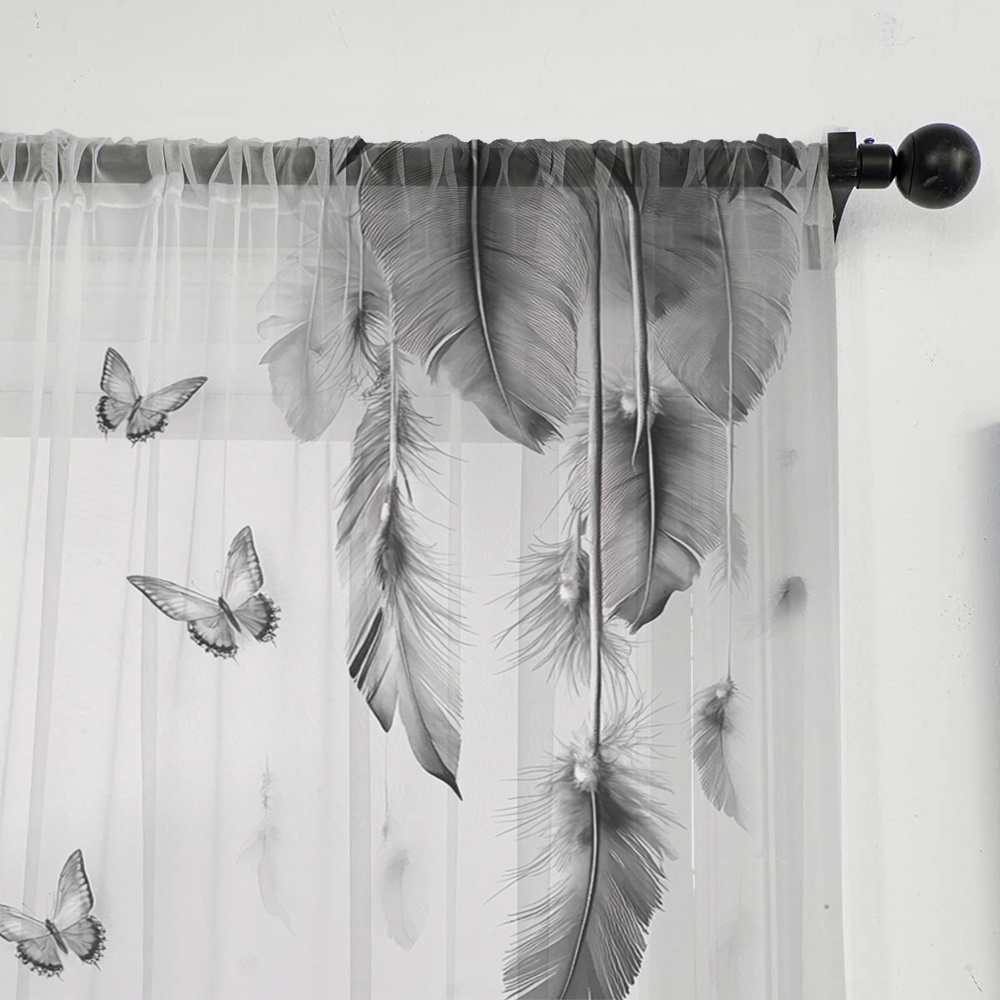 2PCS Digital Print Sheer Curta - Office Lighting Decor recension och pris