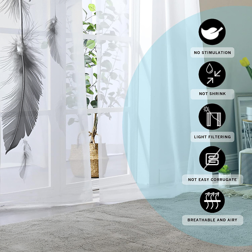 2PCS Digital Print Sheer Curta - Office Lighting Decor recension och pris