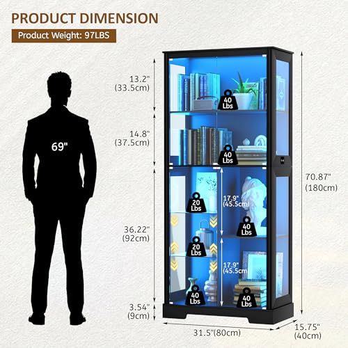 71” Glass Display Cabinet with - Lighting & Home Decor Studio recension och pris