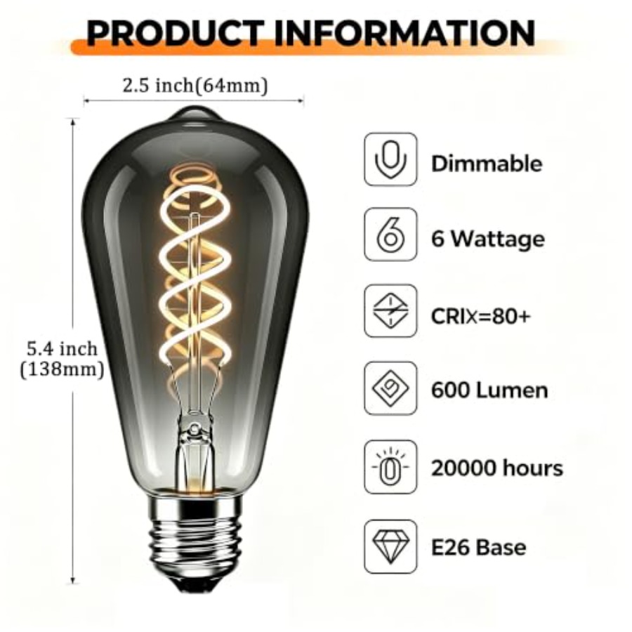 4 Pack ST64 LED Edison Bulbs 6 - Led Lighting Decor recension och pris