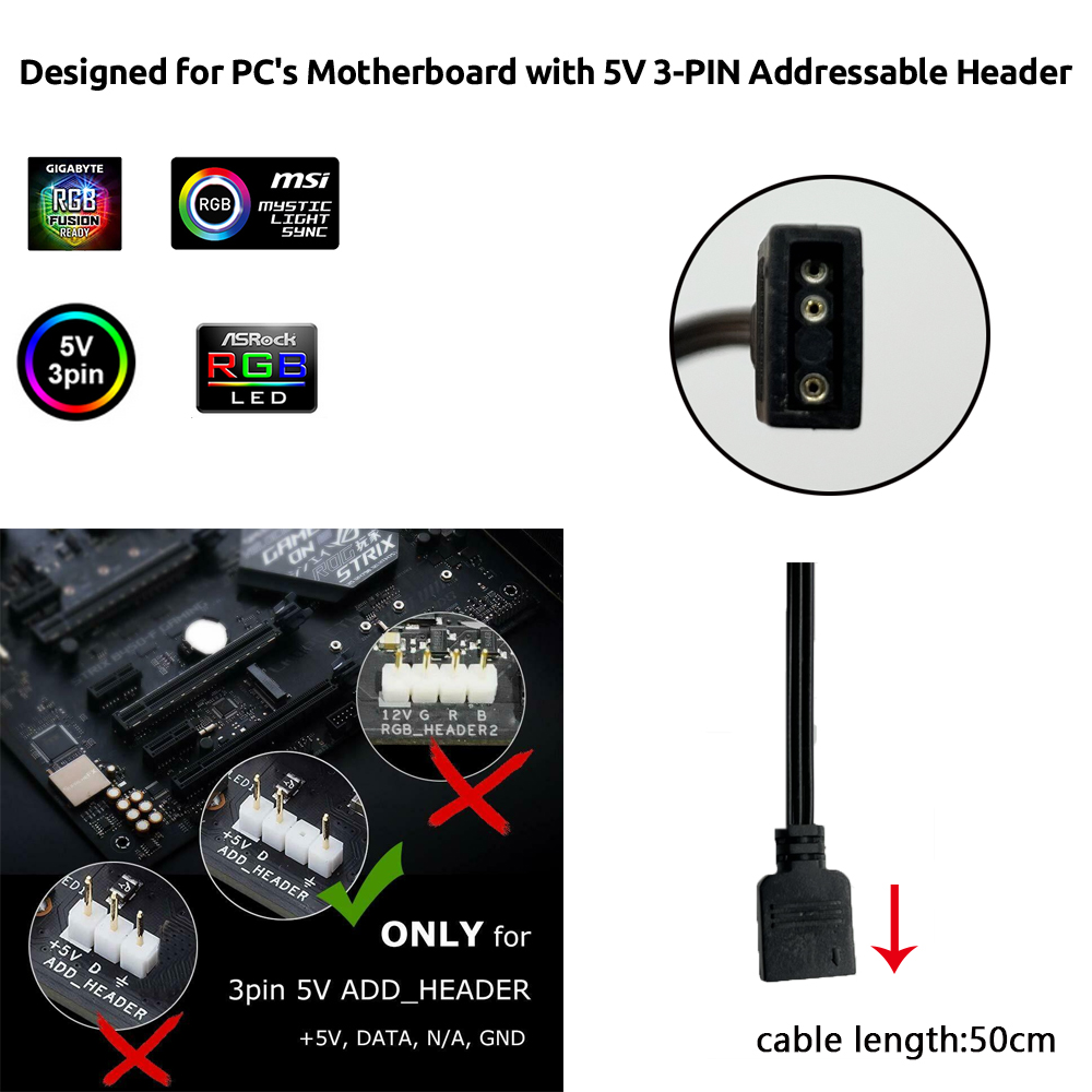 5V ARGB 3Pin Header for Asus A - Lighting Bolt Decor recension och pris