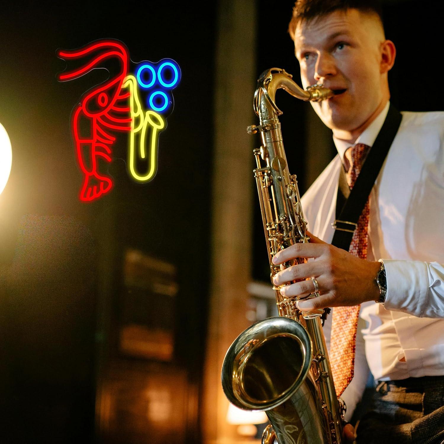 Lobster Saxophone Neon Sign Ja - Office Lighting Decor recension och pris