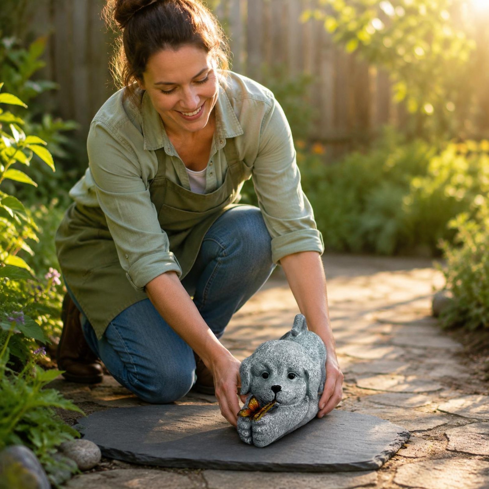 Solar Dog Statue Resin Craft S - Yard Lighting Decor recension och pris