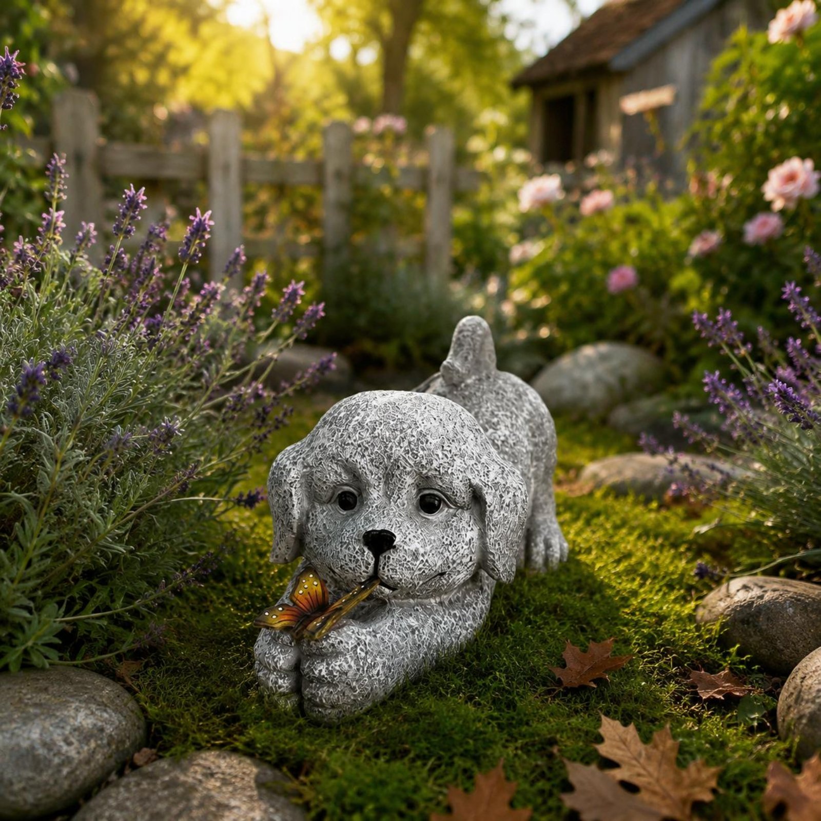 Solar Dog Statue Resin Craft S - Yard Lighting Decor recension och pris