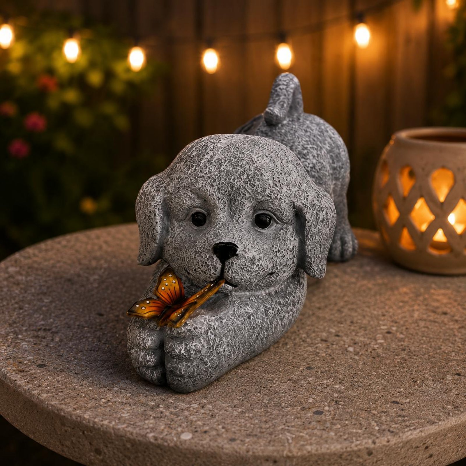 Solar Dog Statue Resin Craft S - Yard Lighting Decor recension och pris